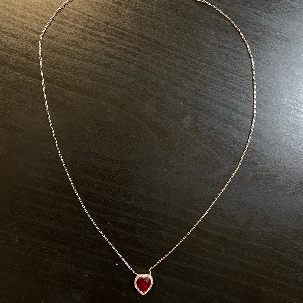 Swarovski July Ruby Birthstone Heart Necklace